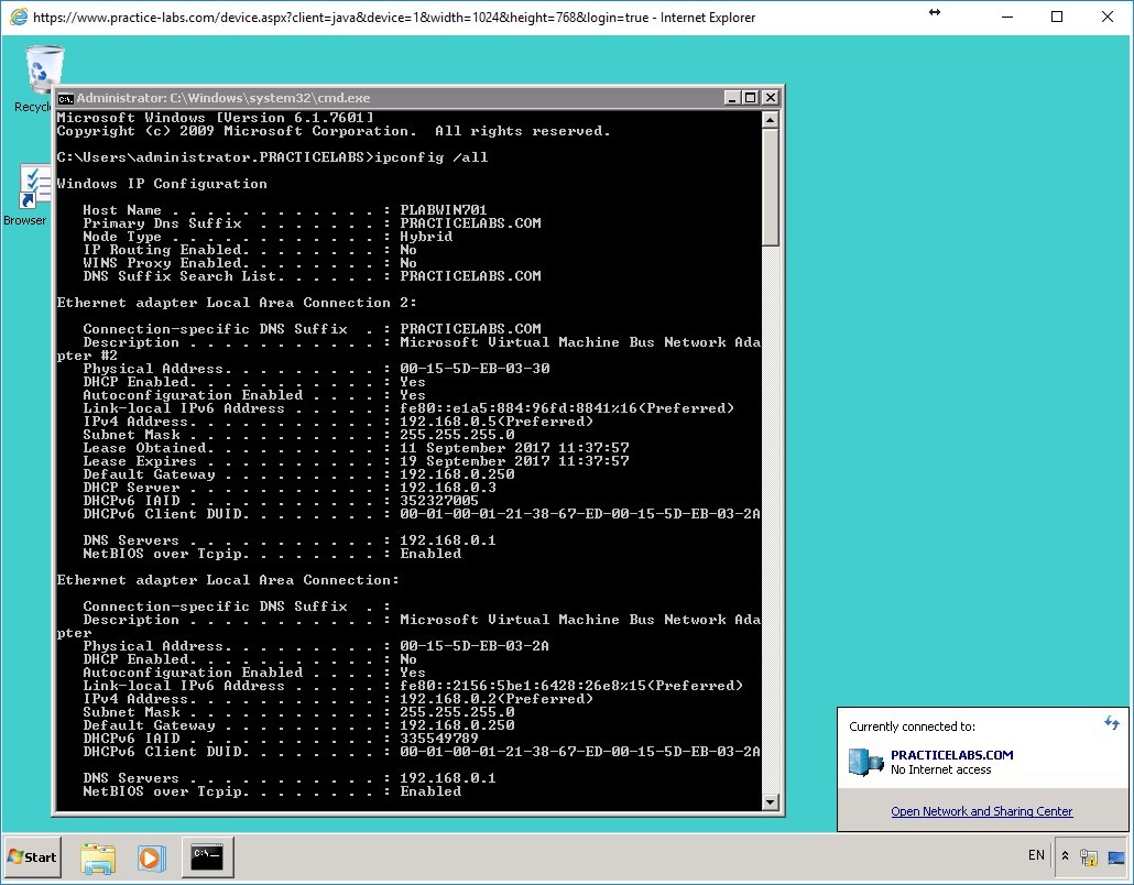 Practice Labs screenshot.